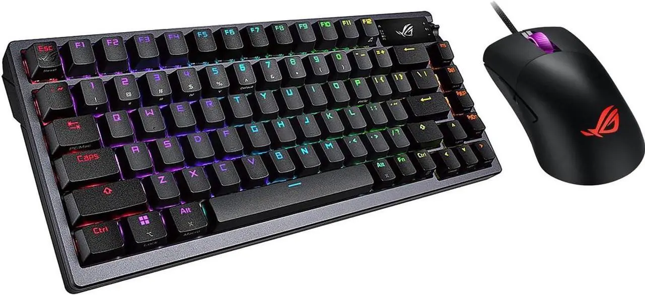 Main image of ASUS ROG Azoth 75% TKL Bluetooth and RF Wireless Red Switch Mechanical Gaming Keyboard, Bundle with ROG Keris Mouse, Gasket-Mount, Three-Layer Dampening, Hot-Swappable Switches, Gunmetal Color