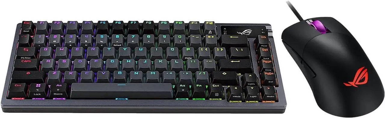 Alt view image 4 of 7 - ASUS ROG Azoth 75% TKL Bluetooth and RF Wireless Red Switch Mechanical Gaming Keyboard, Bundle with ROG Keris Mouse, Gasket-Mount, Three-Layer Dampening, Hot-Swappable Switches, Gunmetal Color