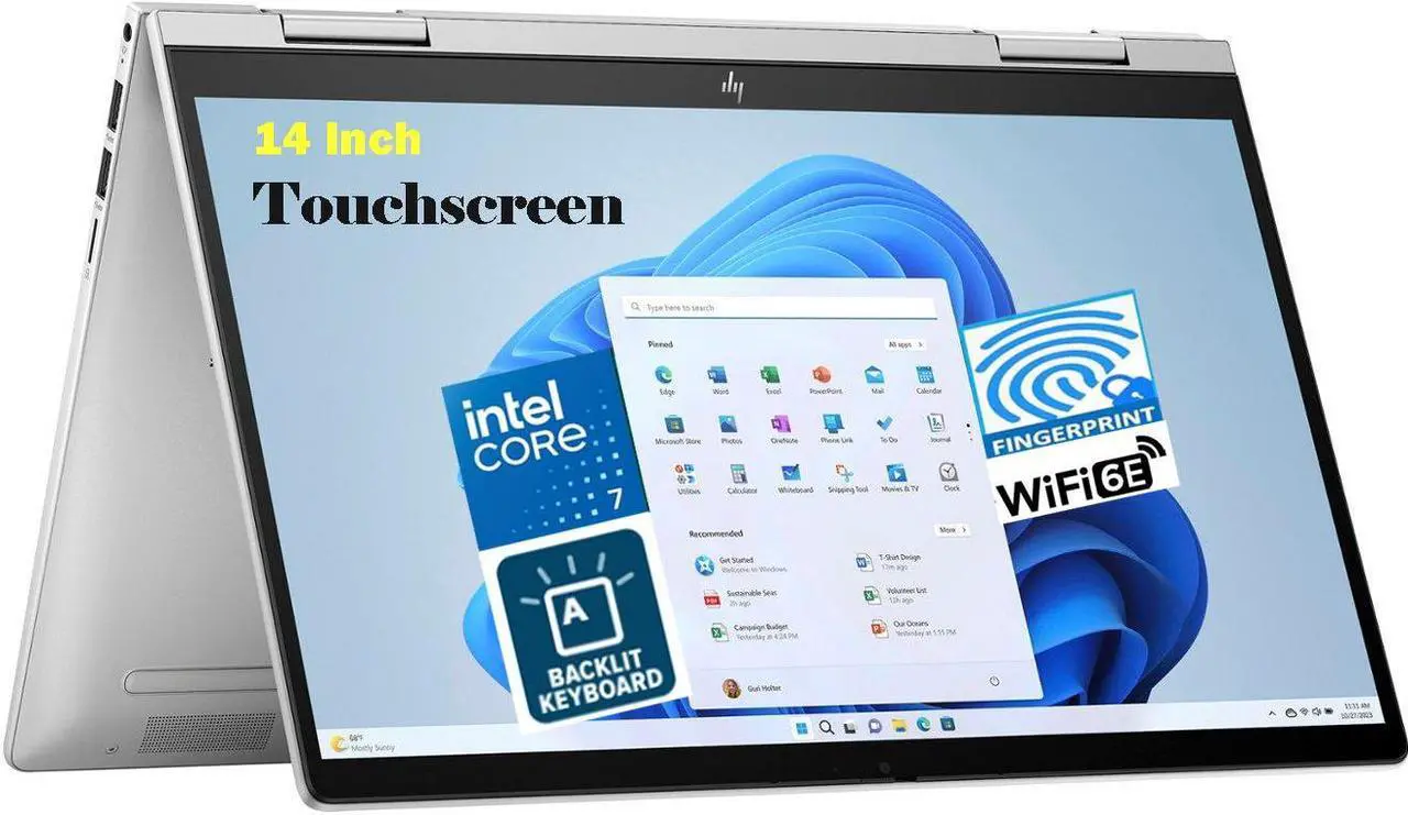 Main image of HP Envy x360 High Performance 2-in-1 Laptop 14.0" Touchscreen IPS FHD (Intel 10-Core 7 150U, 16GB RAM, 512GB SSD, Backlit KYB, Fingerprint, WiFi 6E, BT 5.3, Win 11 Home)