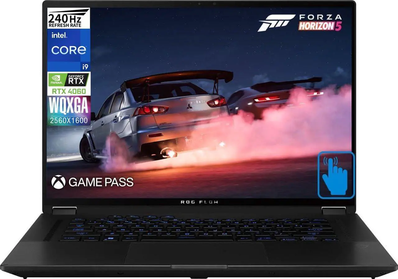 Main image of ASUS ROG Flow X16 Gaming & Entertainment Laptop (Intel i9-13900H 14-Core, 16GB DDR5 5200MHz RAM, 2x512GB PCIe SSD (1TB), GeForce RTX 4060, 16.0" 240 Hz Touch Win 11 Home) Refurbished
