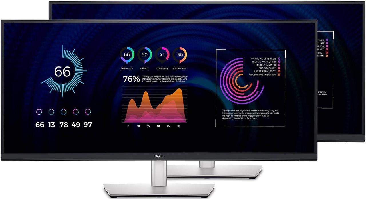 Main image of Dell P3424WE P3424WE 34" Monitor: 60Hz Refresh Rate, 5 ms response time, 3440x1440 IPS, Anti-glare Screen, VESA Compatible- Ideal for Home & Business Use, Pack-2