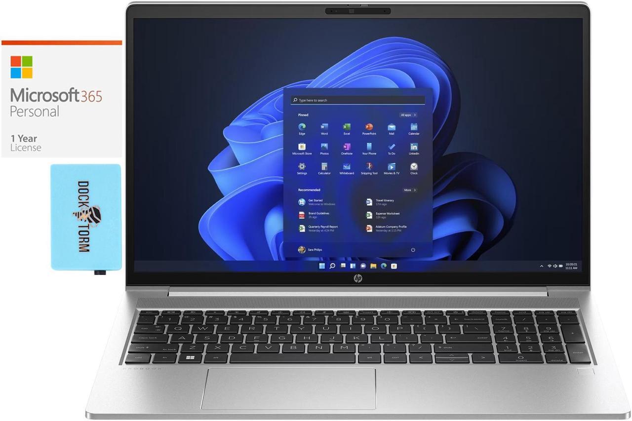 Main image of HP ProBook 455 G10 Home & Business Laptop (AMD Ryzen 7 7730U 8-Core, 15.6" 60 Hz Full HD (1920x1080), 16GB RAM, 512GB SSD, Backlit KB, Wifi, Win 11 Pro) with Microsoft 365 Personal , Dockztorm Hub