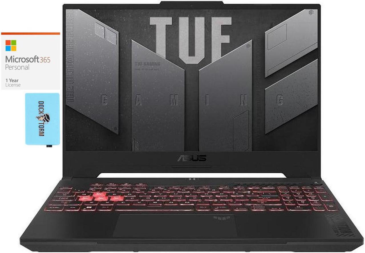 Main image of ASUS TUF Gaming A15 Gaming Laptop (AMD Ryzen 7 7735HS 8-Core, 15.6" 144 Hz Full HD (1920x1080), GeForce RTX 4060, 16GB DDR5 4800MHz RAM, Win 11 Home) with Microsoft 365 Personal , Dockztorm Hub