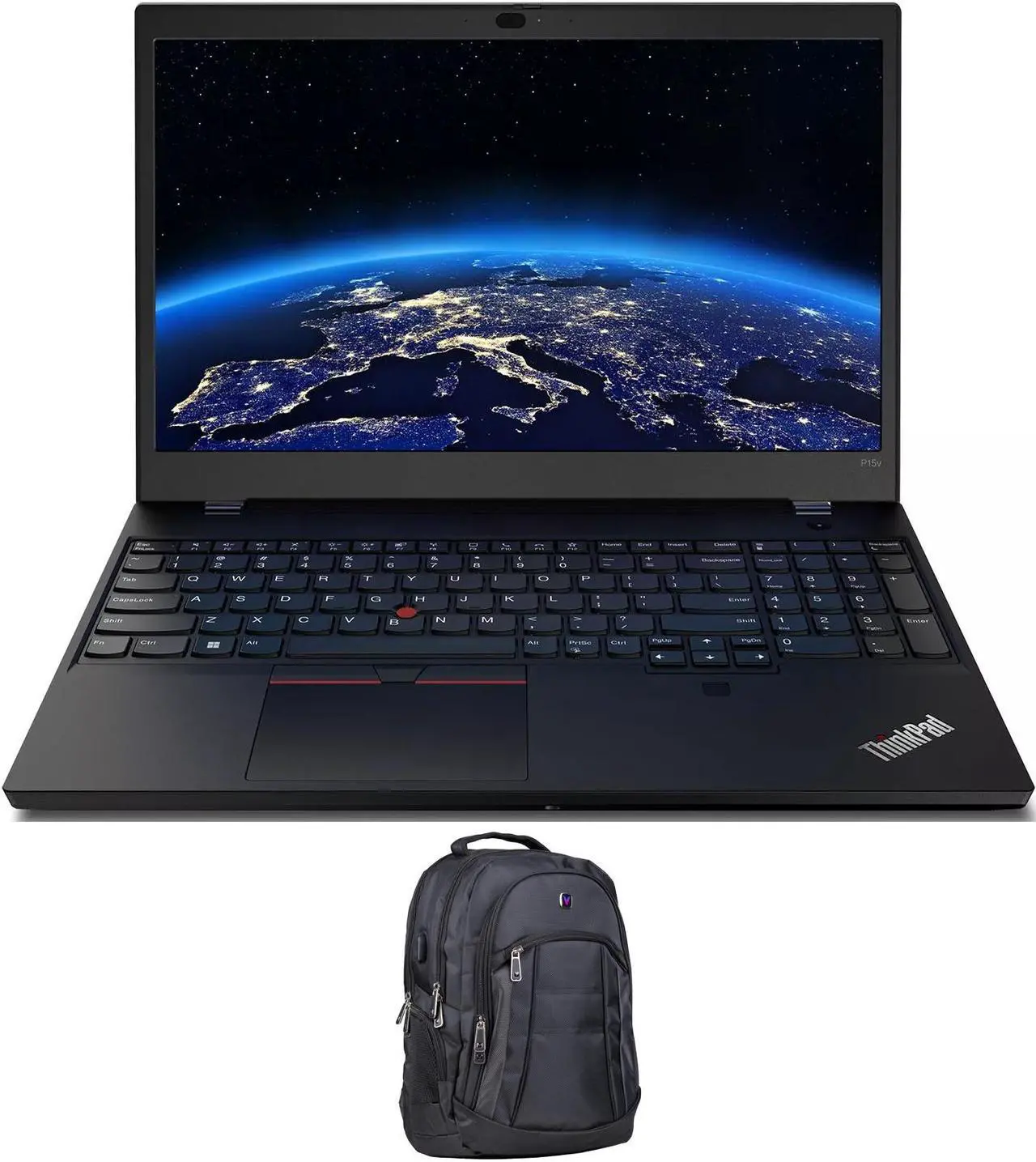 Main image of Lenovo ThinkPad P15v Gen 3 Workstation Laptop (Intel i7-12700H 14-Core, 15.6" 60 Hz Full HD (1920x1080), NVIDIA T1200, 32GB DDR5 4800MHz RAM, Win 11 Pro) with Premium Backpack