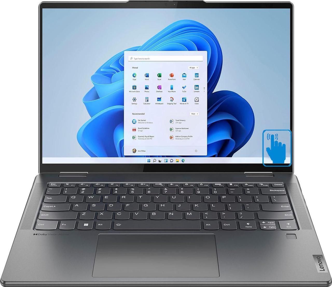 Main image of Lenovo Yoga 7i Business 2-in-1 Laptop 14.0" Touchscreen IPS WUXGA Display (Intel Ultra 7-155U, 16GB LPDDR5X, 2TB M.2  PCIe SSD, Backlit KB, Fingerprint, 2 Thunderbolt 4, WiFi 6E, Win 11 Pro) (Renewed)