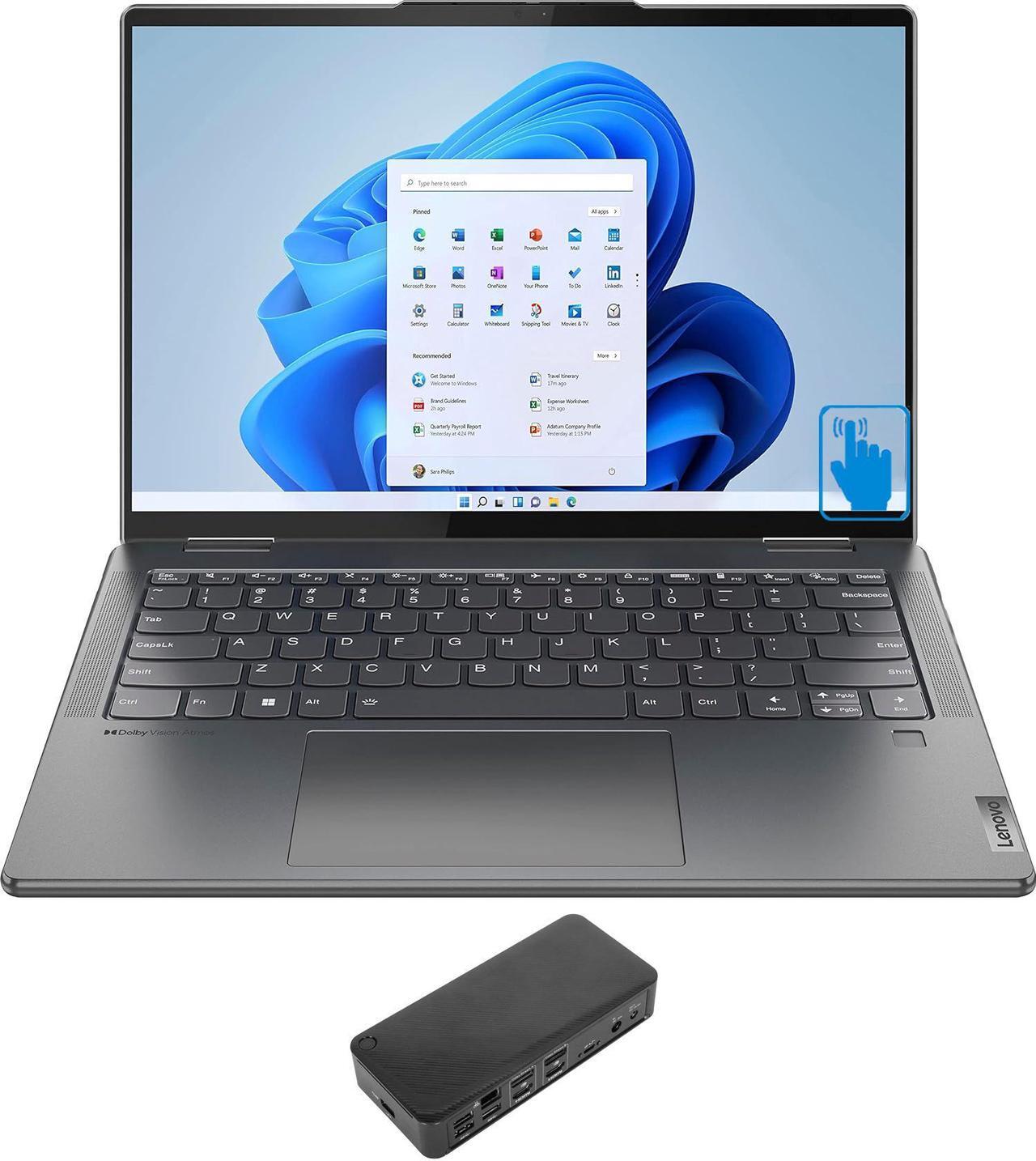 Main image of Lenovo Yoga 7i Home & Business 2-in-1 Laptop (Intel Ultra 7-155U 12-Core, 14.0" 60 Hz Touch Wide UXGA (1920x1200), Intel Graphics, 16GB LPDDR5X 7466MHz RAM, 1TB SSD, Win 11 Home) with USB-C Dock
