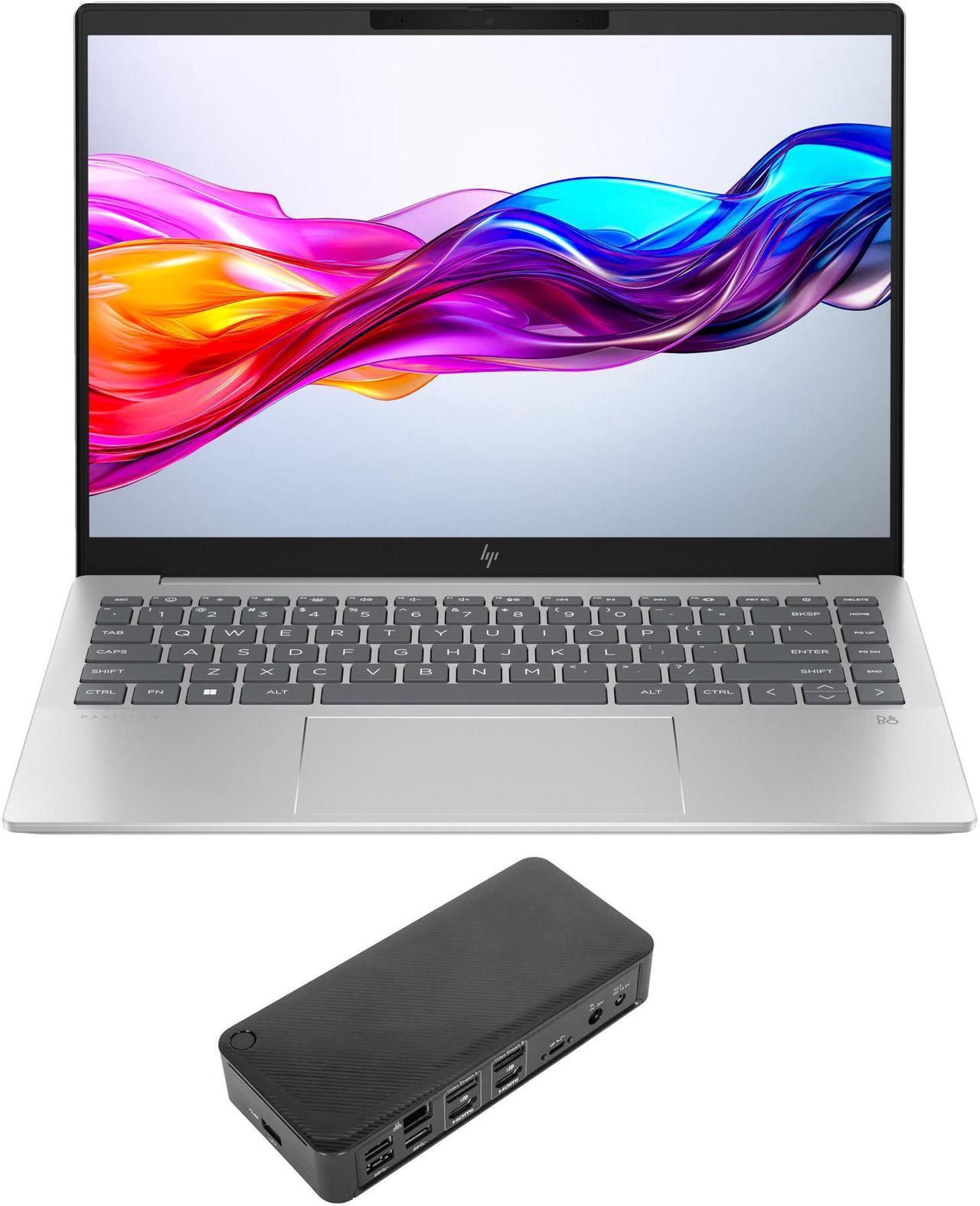 Main image of HP Pavilion Plus 14-ew0010nr Home & Business Laptop (Intel i5-1335U 10-Core, 14.0" 120 Hz Wide QXGA (2560x1600), Intel Iris Xe, 16GB LPDDR5 5200MHz RAM, Win 11 Home) with USB-C Dock