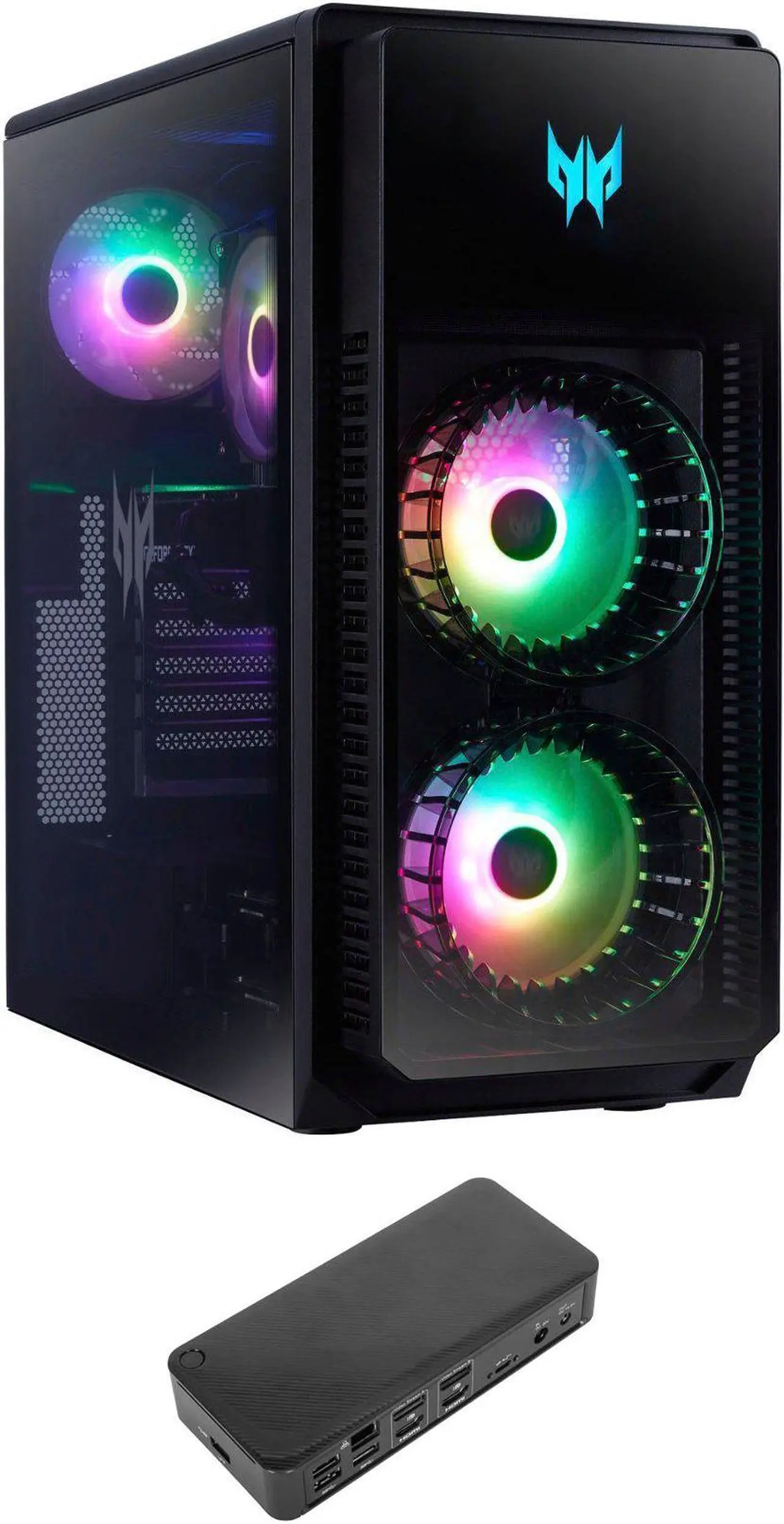 Main image of Acer Predator Orion 5000 Gaming Desktop PC (Intel i7-14700F 20-Core, GeForce RTX 4070 SUPER 12GB, 64GB DDR5 4400MHz RAM, 1TB PCIe SSD + 3TB HDD (3.5), Wifi, Bluetooth, Win 10 Pro) with USB-C Dock