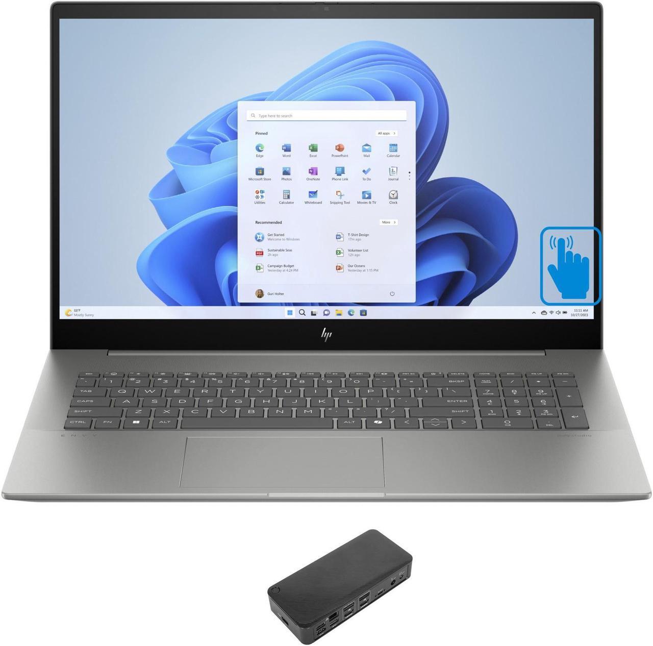 Main image of HP Envy 17t-cw100 Home & Business Laptop (Intel Ultra 7-155H 16-Core, 17.3" 60 Hz Touch Full HD (1920x1080), Intel Arc, 32GB DDR5 5600MHz RAM, 1TB PCIe SSD, Backlit KB, Win 11 Pro) with USB-C Dock