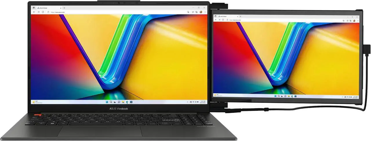Alt view image 3 of 7 - ASUS Vivobook  Home & Business Laptop (Intel i9-13900H 14-Core, 15.6" 120 Hz 3K UHD (2880x1620), Intel Iris Xe, 16GB LPDDR5 4800MHz RAM, 1TB SSD, Backlit KB, Win 11 Home) with Duex Max DS Monitor