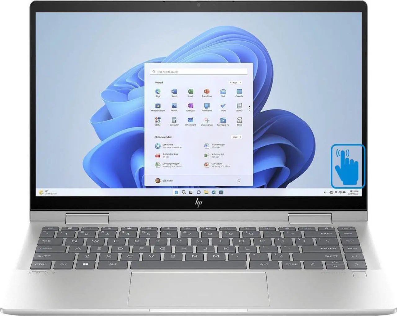 Main image of HP Envy x360 Home & Business 2-in-1 Laptop (Intel Core 5 120U 10-Core, 8GB RAM, 2TB PCIe SSD, Intel Graphics, 14.0" 60 Hz Touch Full HD (1920x1080), Fingerprint, Wifi, Bluetooth, Win 11 Home)