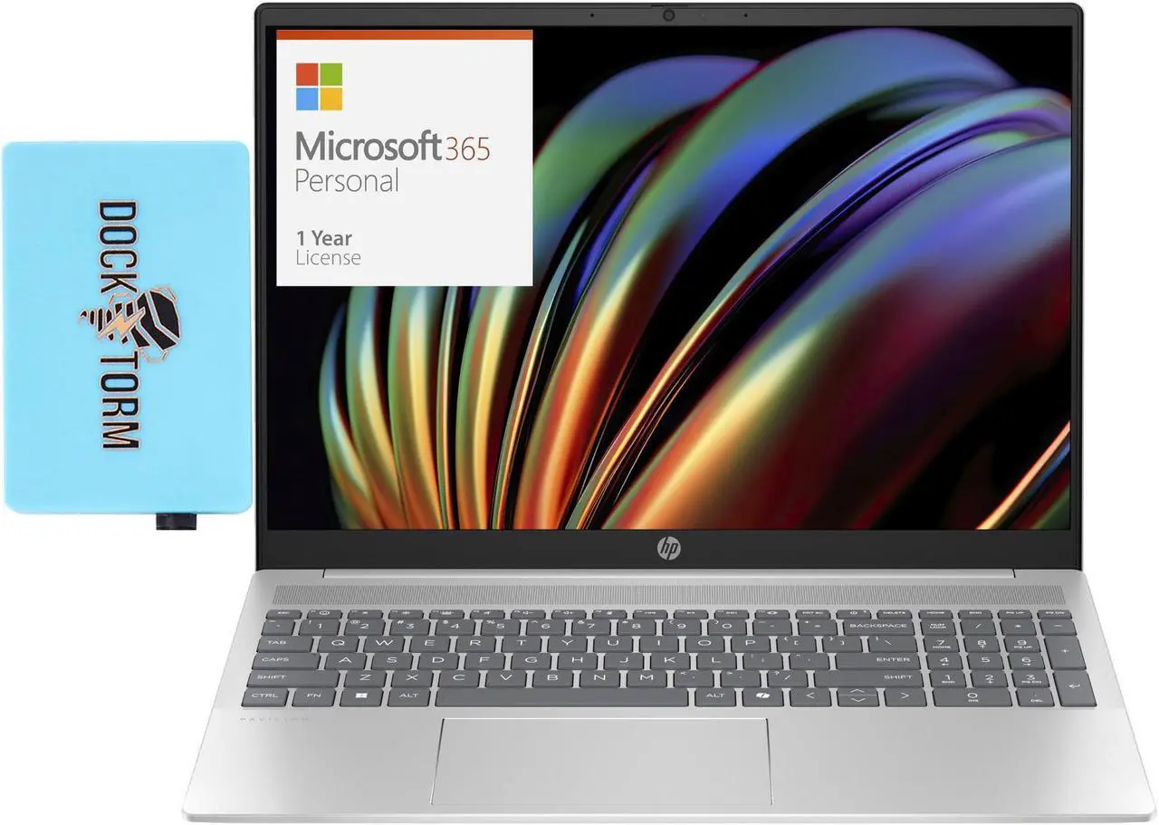 Main image of HP Pavilion Home & Business Laptop (Intel Core 5 120U 10-Core, 16.0" 60 Hz Wide UXGA (1920x1200), Intel Graphics, 8GB LPDDR5 4800MHz RAM, Win 10 Pro) with Microsoft 365 Personal , Dockztorm Hub