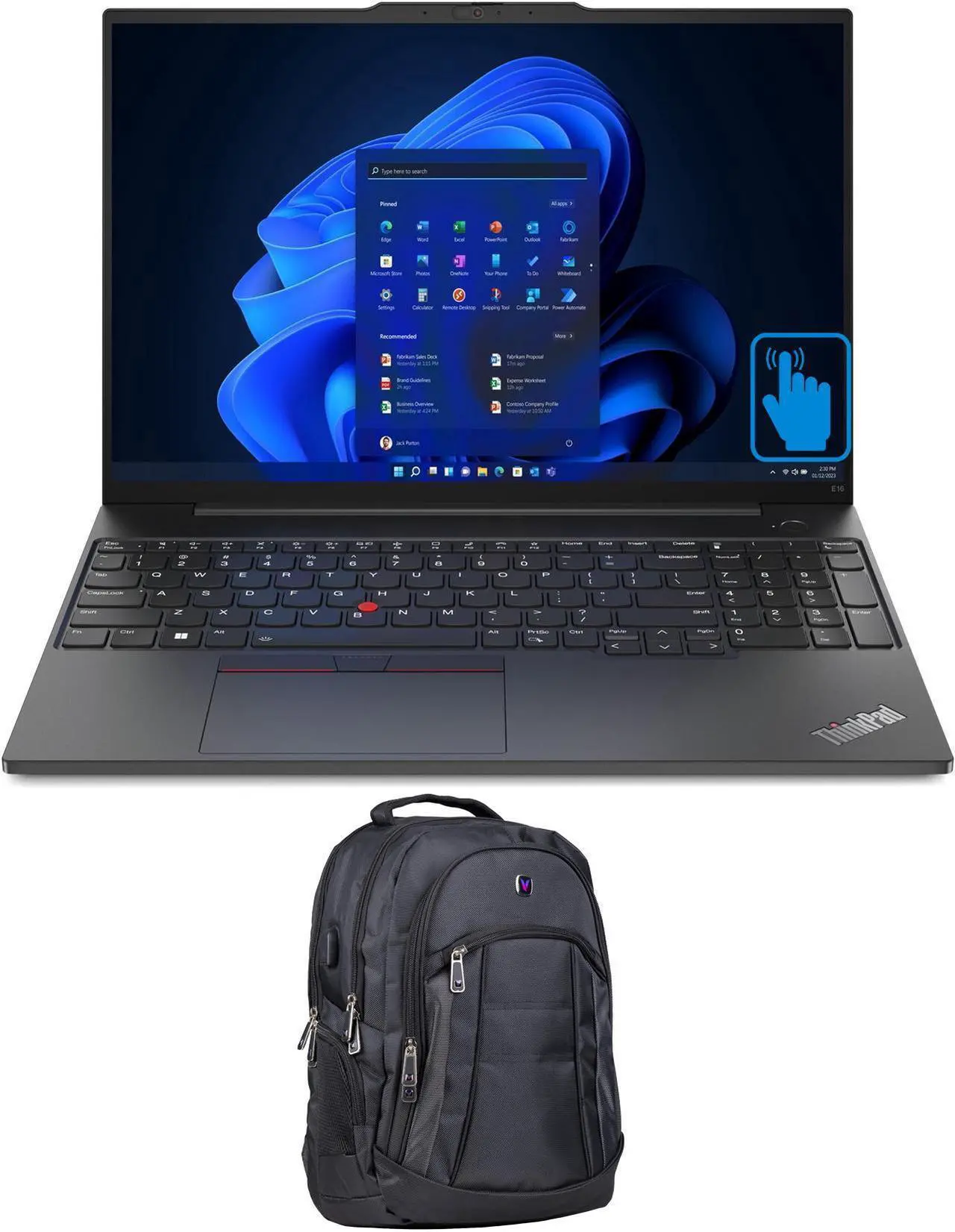 Alt view image 7 of 7 - Lenovo ThinkPad E16 Gen 1 Home & Business Laptop (Intel i7-1355U 10-Core, 16.0" 60 Hz Touch Wide UXGA (1920x1200), Intel Iris Xe, 24GB RAM, 1TB SSD, Backlit KB, Win 11 Pro) with Premium Backpack
