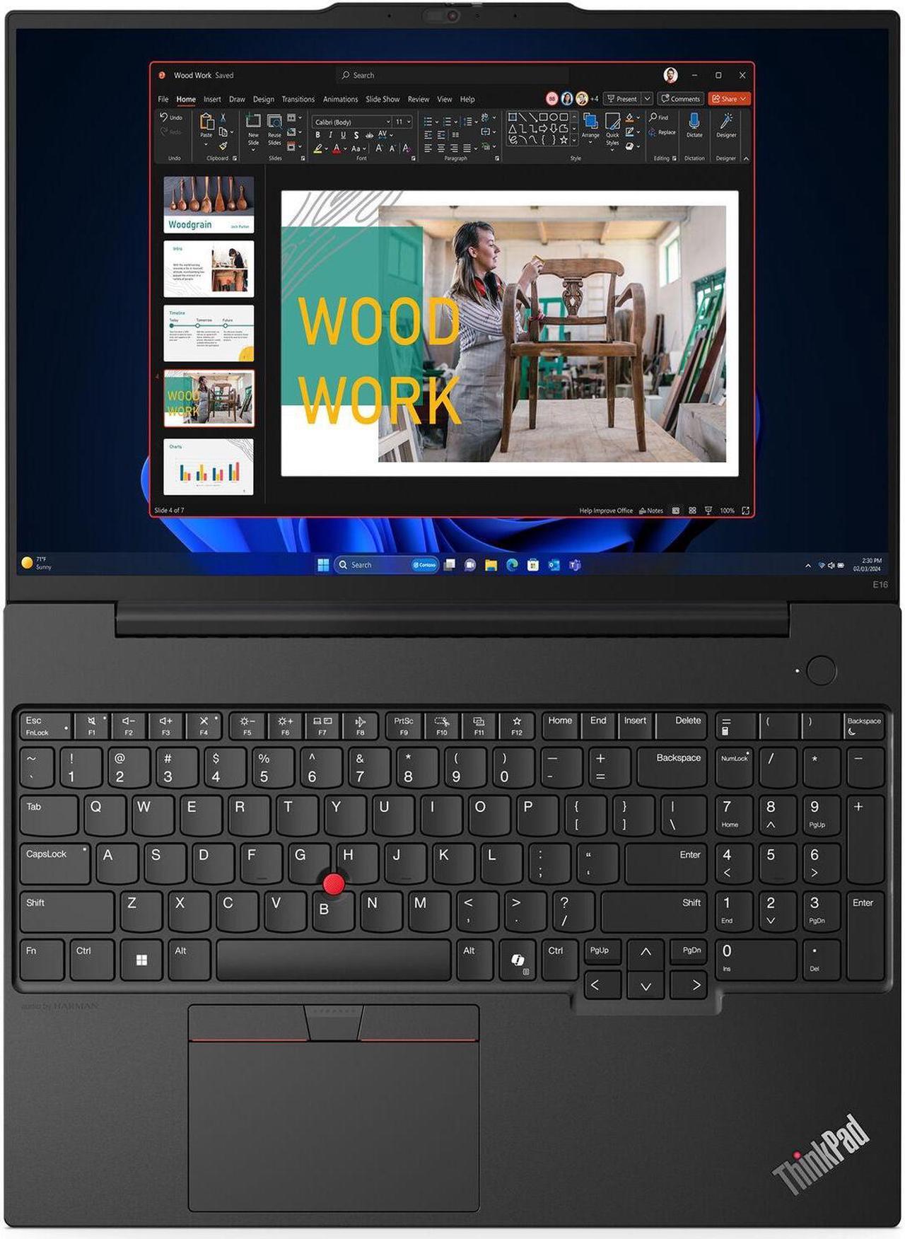 Alt view image 7 of 7 - Lenovo Thinkpad E16 Gen 2 Home & Business Laptop (AMD Ryzen 5 7535U 6-Core, 16.0" 60 Hz 8GB DDR5 4800MHz RAM, 512GB PCIe SSD, Backlit KB, Wifi, Webcam, Fingerprint, Bluetooth, Win 10 Home)
