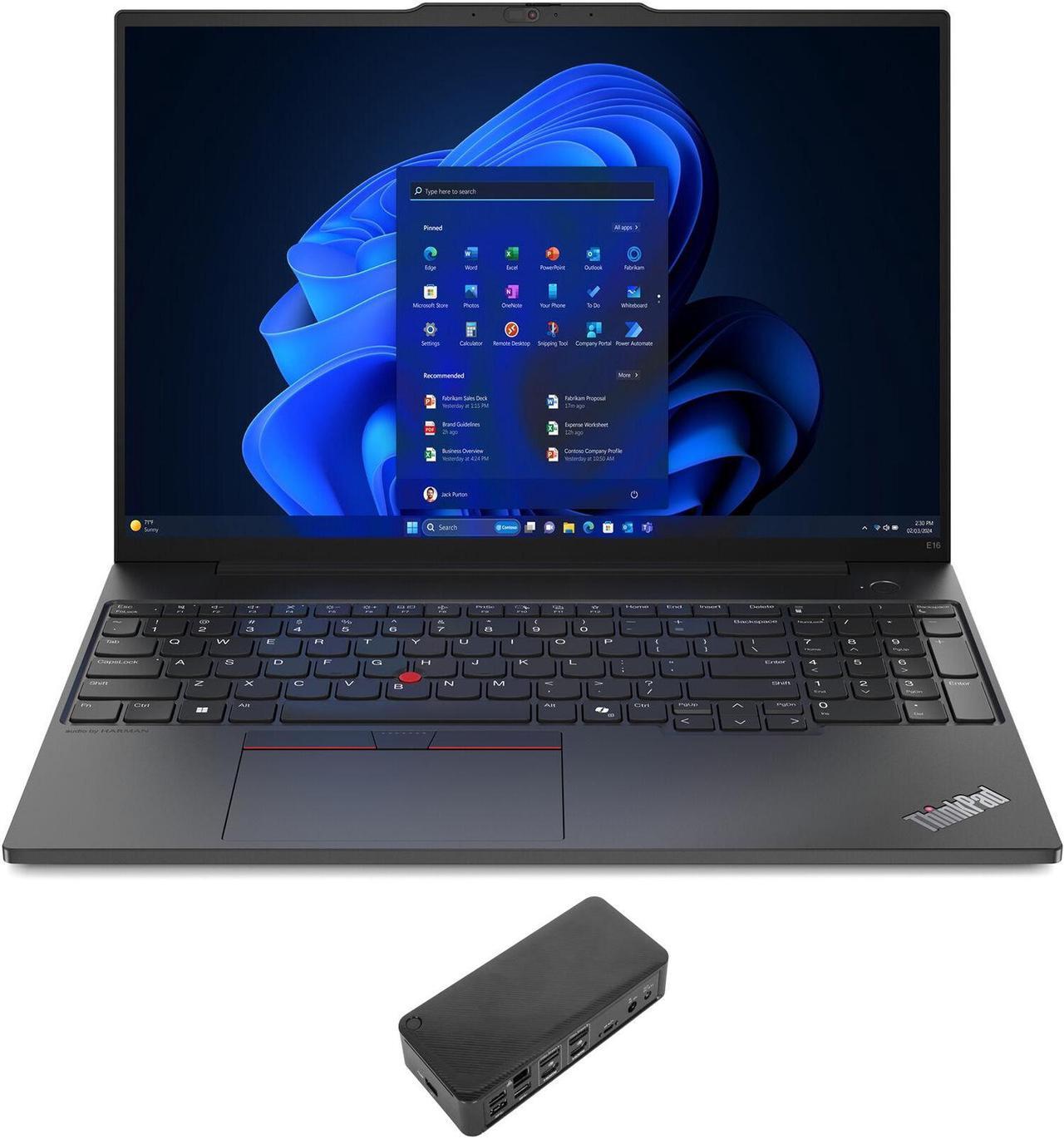 Main image of Lenovo Thinkpad E16 Gen 2 Home & Business Laptop (AMD Ryzen 5 7535U 6-Core, 16.0" 60 Hz 8GB DDR5 4800MHz RAM, 1TB PCIe SSD, Backlit KB, Wifi, Webcam, Fingerprint, Win 11 Home) with USB-C Dock