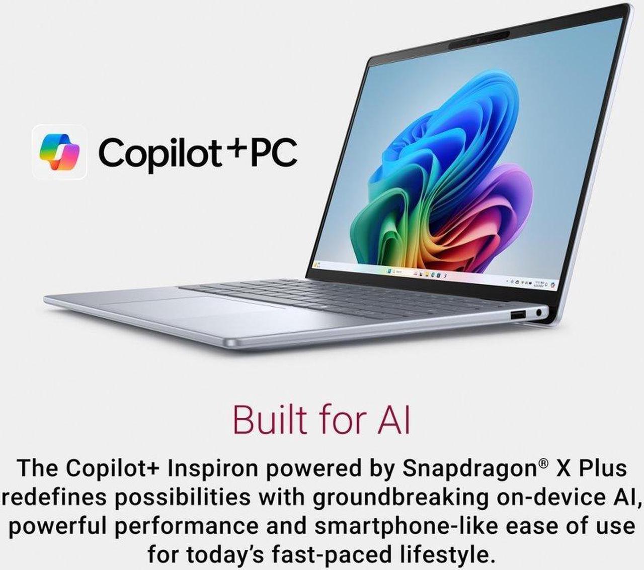 Alt view image 7 of 7 - Dell Inspiron 14 Plus Business Laptop 14.0" Touchscreen WQXGA Display (Snapdragon X Plus X1P-64-100, 16GB LPDDR5X, 512GB M.2  PCIe SSD, Qualcomm Adreno, Backlit KB, Fingerprint, Win 11 Pro) (Renewed)