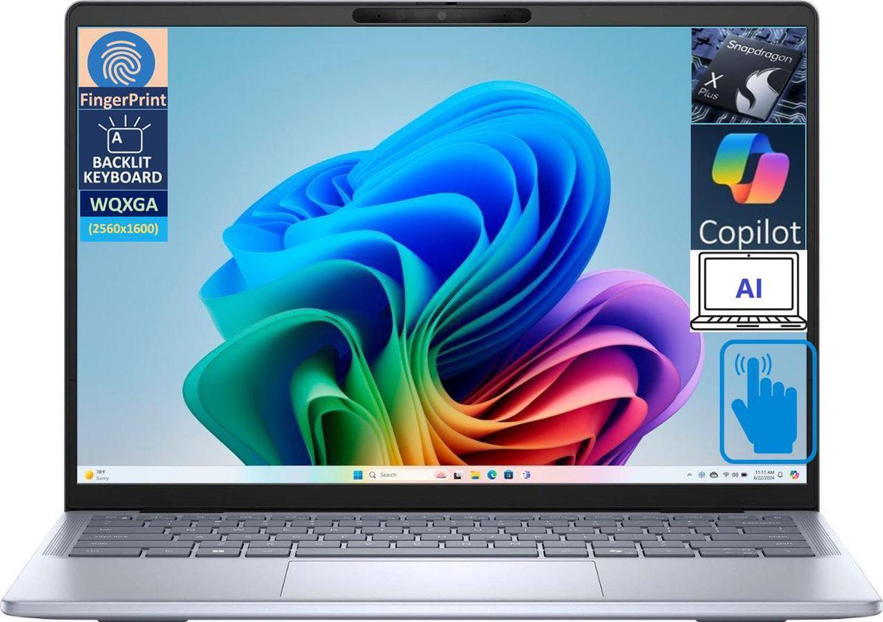 Main image of Dell Inspiron 14 Plus Business Laptop 14.0" Touchscreen WQXGA Display (Snapdragon X Plus X1P-64-100, 16GB LPDDR5X, 512GB M.2  PCIe SSD, Qualcomm Adreno, Backlit KB, Fingerprint, Win 11 Pro) (Renewed)