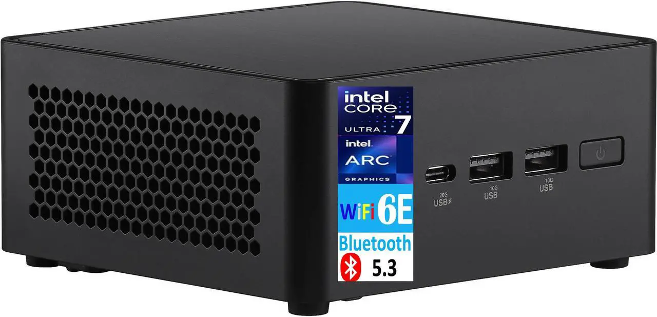 Main image of ASUS NUC 14 Pro Tall AI Powered Mini Desktop (Intel Ultra 7-155H, Intel Arc, 16GB DDR5, 512GB PCIe SSD + 1TB HDD, 2 Thunderbolt 4, WiFi 6E, Bluetooth 5.3, 120W PSU, RJ-45, 2 HDMI, Win 11 Home)