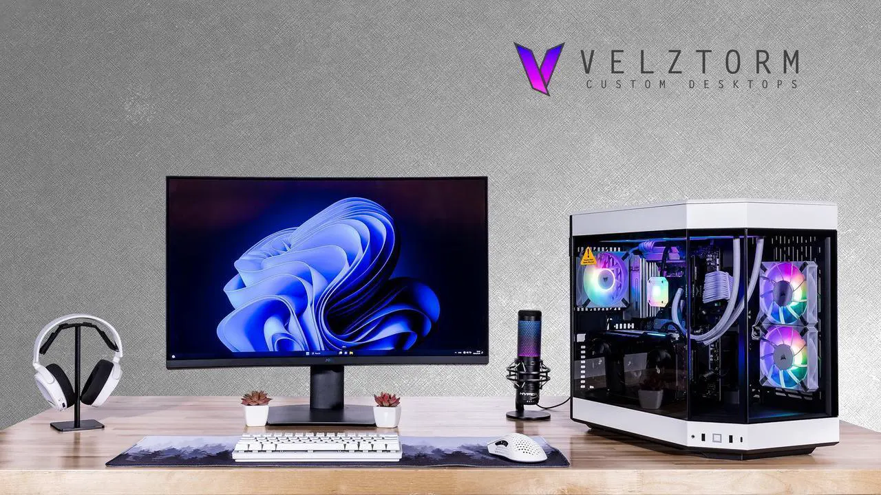 Alt view image 2 of 7 - Velztorm Praetix 3D Desktop PC (AMD Ryzen 7 9800X3D, GeForce RTX 5080, 32GB DDR5, 2TB PCIe SSD, RGB Fans, 360mm AIO, 1000W PSU, WiFi 7, Bluetooth 5.4, RJ-45, HDMI, Win 11 Home)