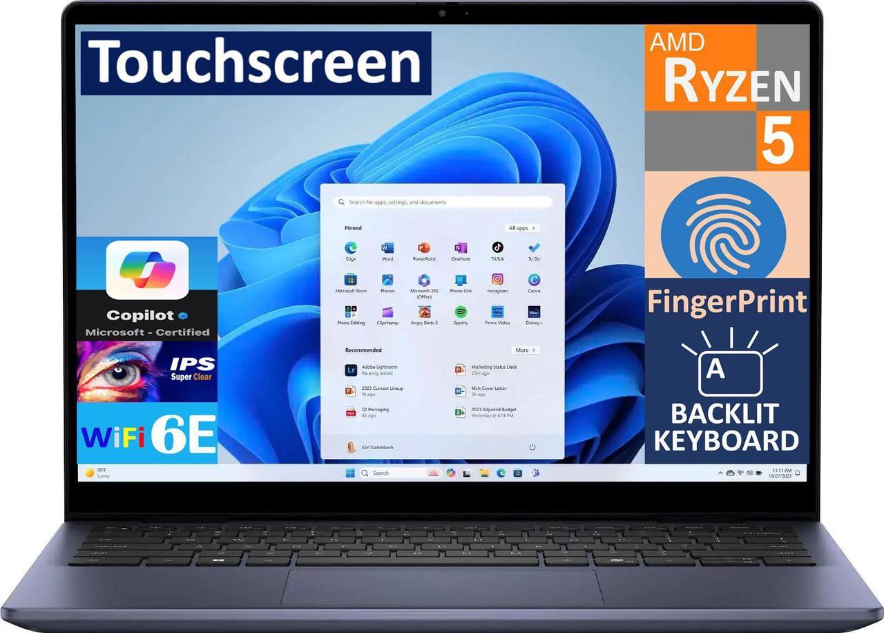 Main image of Dell Inspiron 14 Business 2-in-1 Laptop 14.0" Touchscreen IPS WUXGA Display (AMD Ryzen 5 8640HS, 64GB DDR5, 1TB PCIe SSD, Backlit KB, Fingerprint, WiFi 6E, Webcam, Bluetooth 5.3, Win 11 Pro)