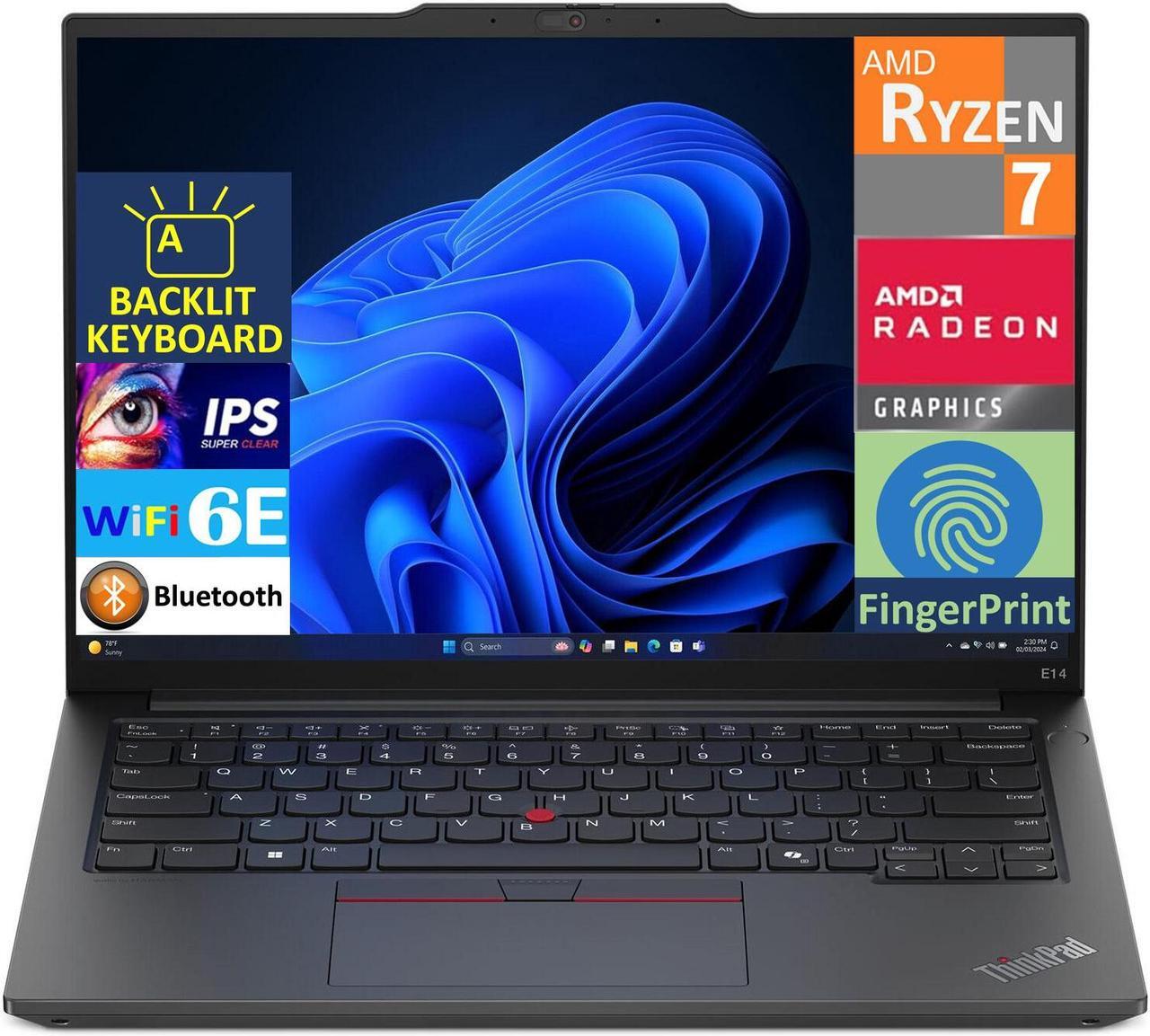 Main image of Lenovo Thinkpad E14 G6 Business Laptop 14.0" IPS WUXGA Display (AMD Ryzen 7 7735U, 8GB DDR5, 256GB SSD, AMD Radeon, Fingerprint, 2 Thunderbolt 4, WiFi 6E, FHD Webcam, Bluetooth 5.1, No OS) (Renewed)
