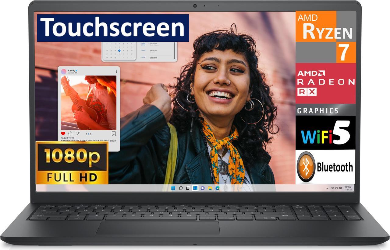 Main image of Dell Inspiron 3535 Business Laptop 15.6" Touchscreen FHD Display (AMD Ryzen 7 7730U, 32GB DDR4, 4TB PCIe SSD, AMD Radeon, WiFi 5, Webcam, Bluetooth 5.0, Win 11 Home)