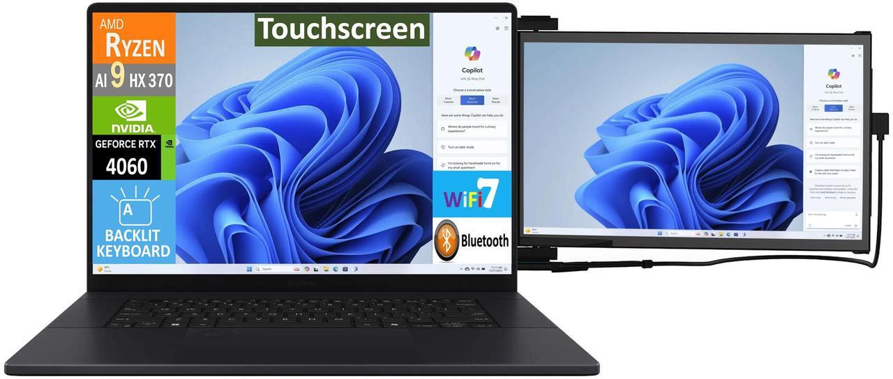 Alt view image 3 of 7 - ASUS ProArt P16 AI Powered Laptop 16.0" Touchscreen AMOLED 4K Display (AMD Ryzen AI 9 HX 370, 32GB LPDDR5X, 2x2TB PCIe SSD (4TB), GeForce RTX 4060, Backlit KB, Win 11 Pro) w/Duex Max DS Monitor