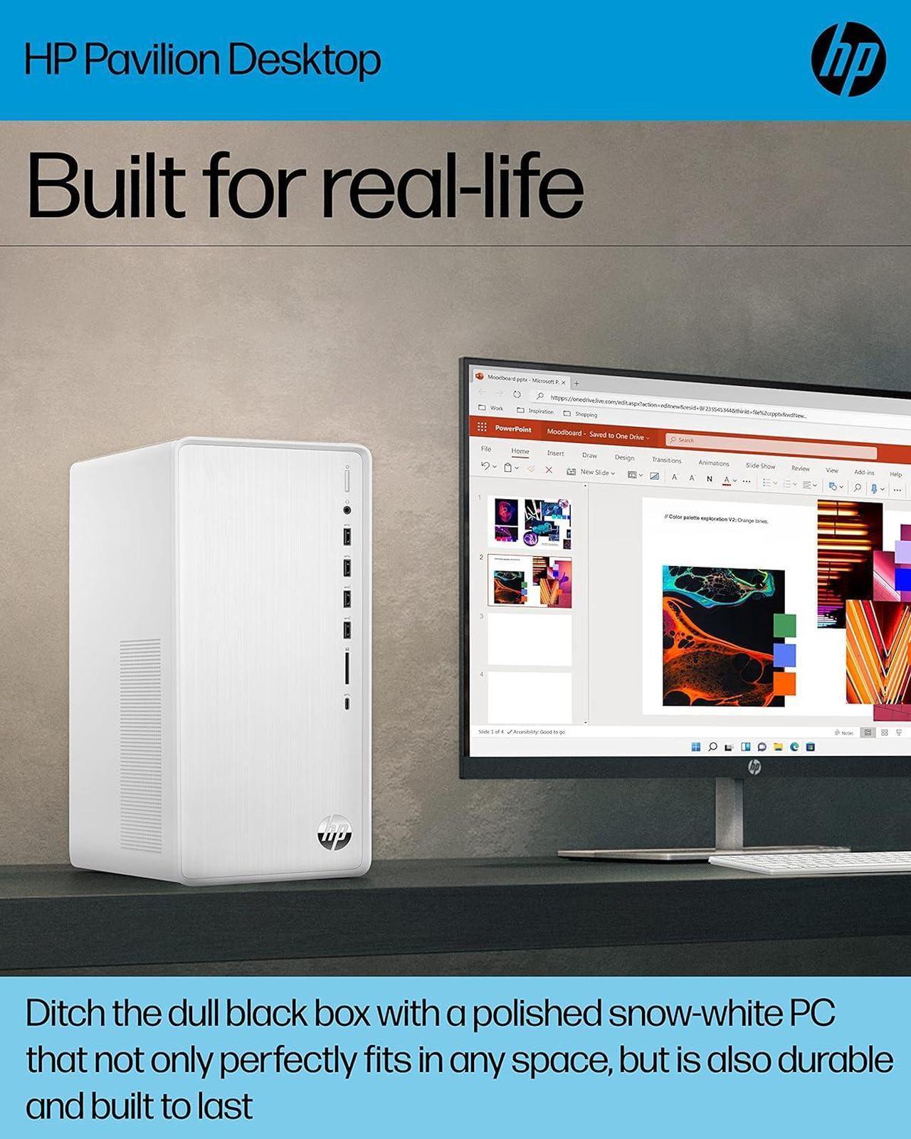 Alt view image 4 of 4 - HP Pavilion TP01-3016 Everyday Value Desktop (Intel i5-12400, 32GB DDR4, 1TB PCIe SSD, Intel UHD 730, 310W PSU, WiFi 5, Bluetooth 4.2, RJ-45, HDMI, Win 11 Home) (Renewed)