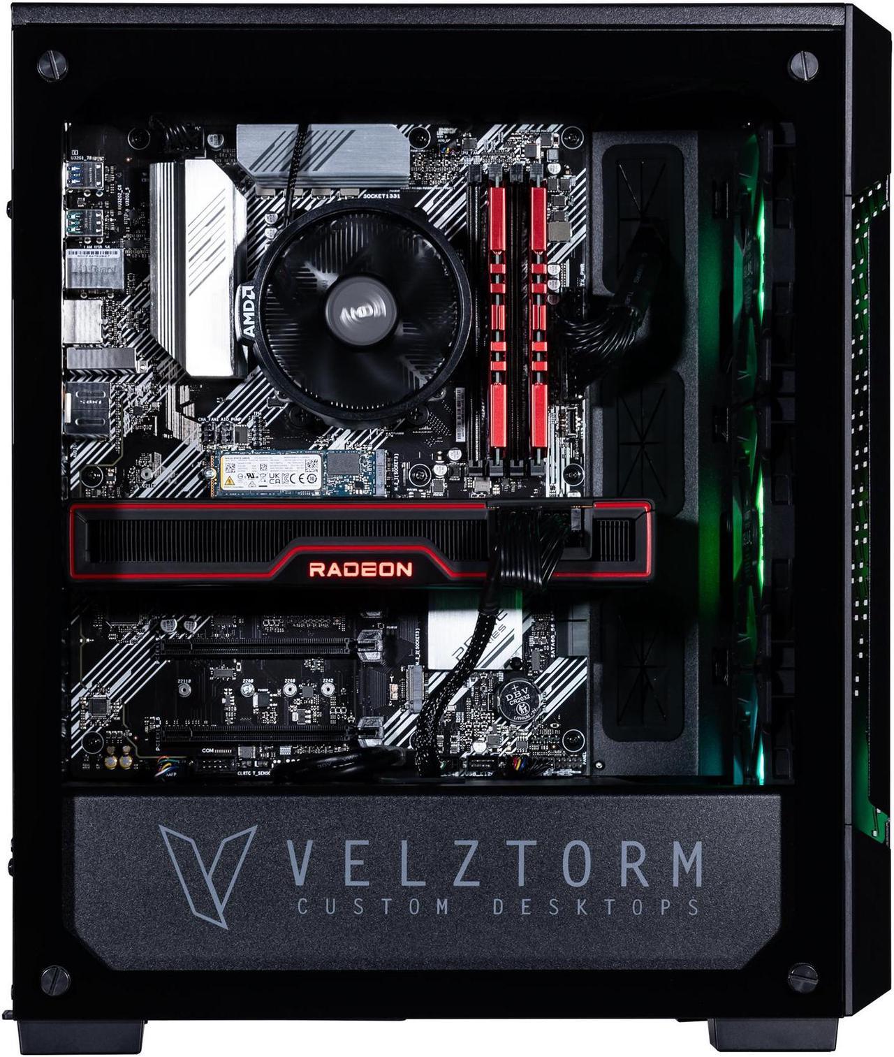 Alt view image 3 of 7 - Velztorm Fultix Custom Built Gaming Desktop PC (AMD Ryzen 5-5500, Radeon RX 9070 XT, 32GB DDR4, 1TB PCIe SSD + 1TB HDD, 750W PSU, WiFi 4, Bluetooth 4.2, RJ-45, HDMI, Win 10 Home)