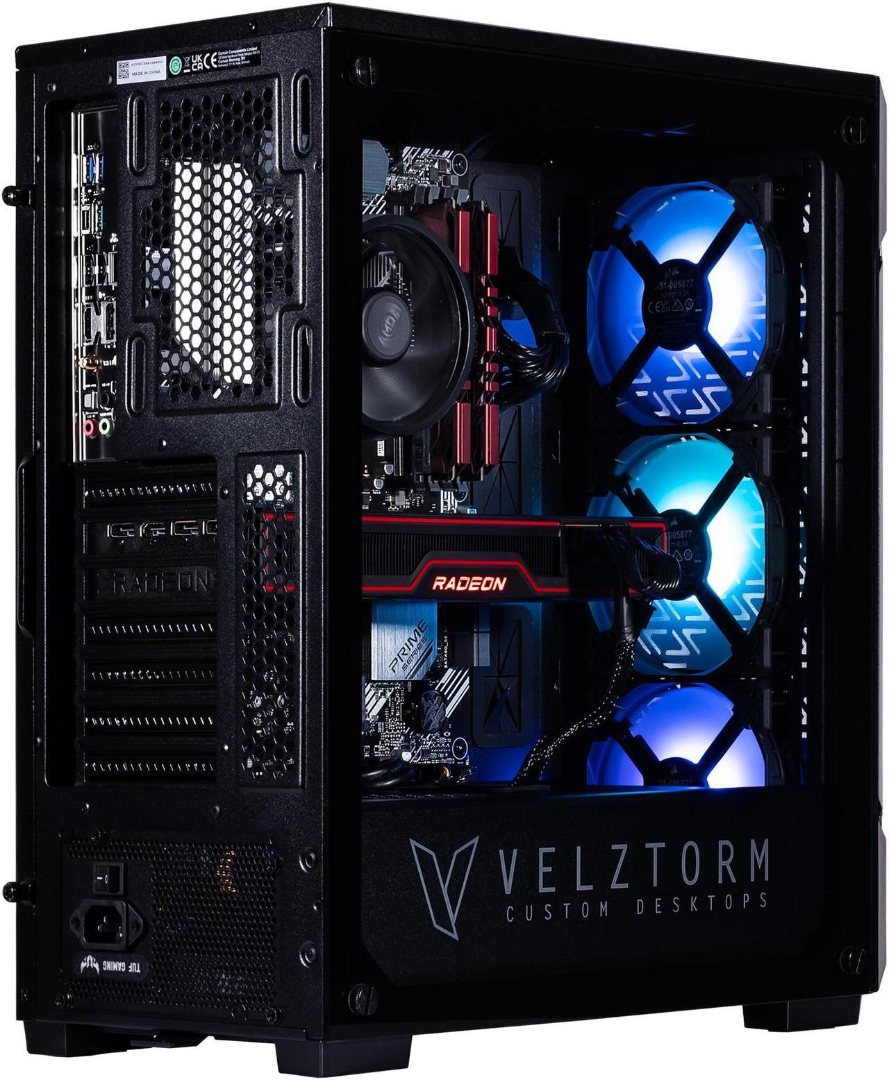 Alt view image 4 of 7 - Velztorm Fultix Custom Built Gaming Desktop PC (AMD Ryzen 5-5500, Radeon RX 9070 XT, 32GB DDR4, 1TB PCIe SSD + 1TB HDD, 750W PSU, WiFi 4, Bluetooth 4.2, RJ-45, HDMI, Win 10 Home)