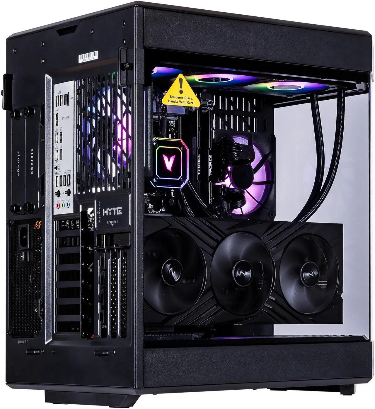 Alt view image 5 of 6 - Velztorm Black Praetix 3D Gaming Desktop PC (AMD Ryzen 7 9800X3D, GeForce RTX 5070 Ti, 32GB DDR5, 2TB PCIe SSD, RGB Fans, 360mm AIO, 1000W PSU, WiFi 7, Bluetooth 5.4, RJ-45, HDMI, Win 11 Pro)