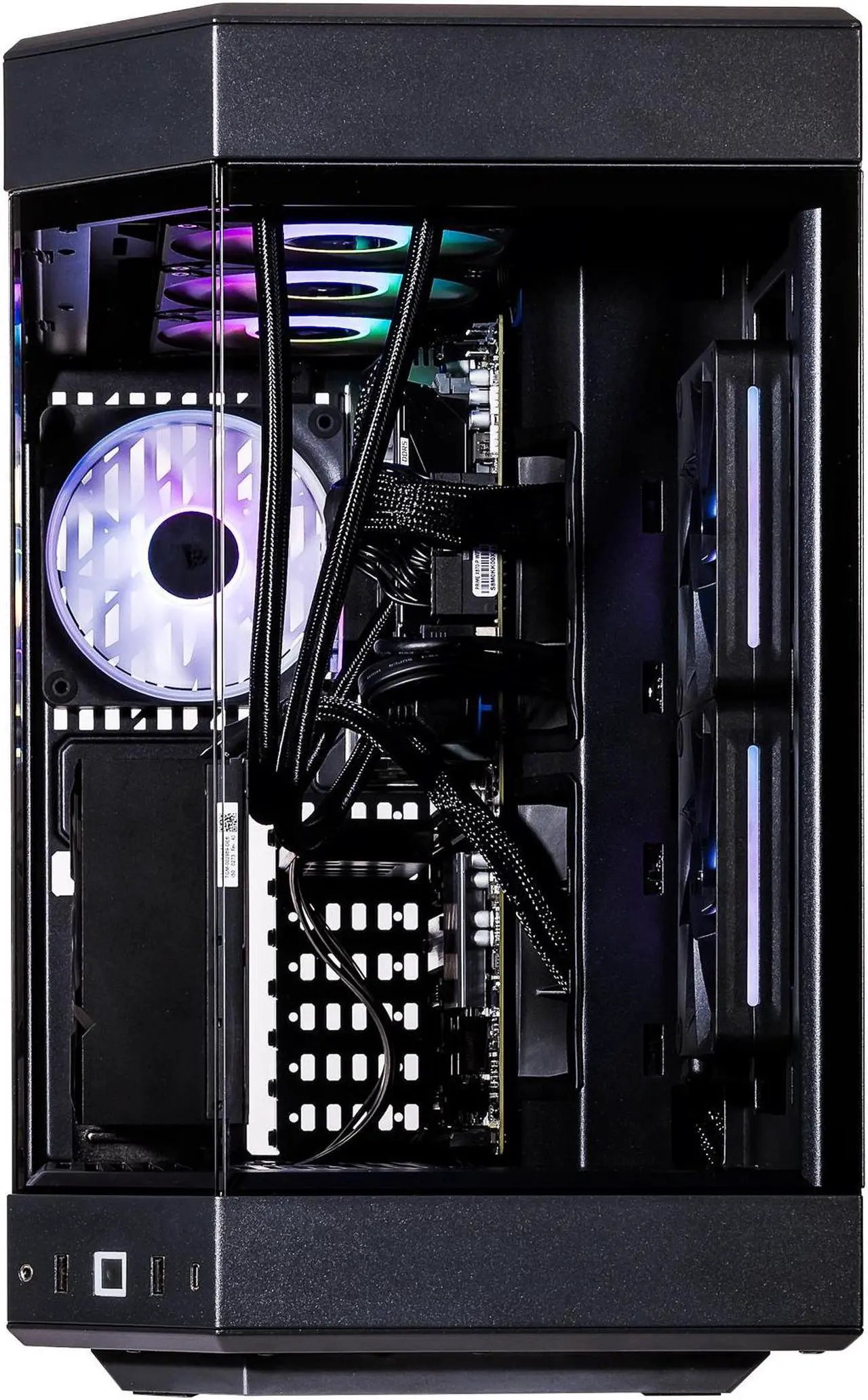 Alt view image 6 of 7 - Velztorm Black Praetix 3D Gaming Desktop PC (AMD Ryzen 7 9800X3D, GeForce RTX 5080, 64GB DDR5, 2TB PCIe SSD + 6TB HDD, RGB Fans, 360mm AIO, 1000W PSU, WiFi 7, Bluetooth 5.4, RJ-45, HDMI, Win 11 Pro)