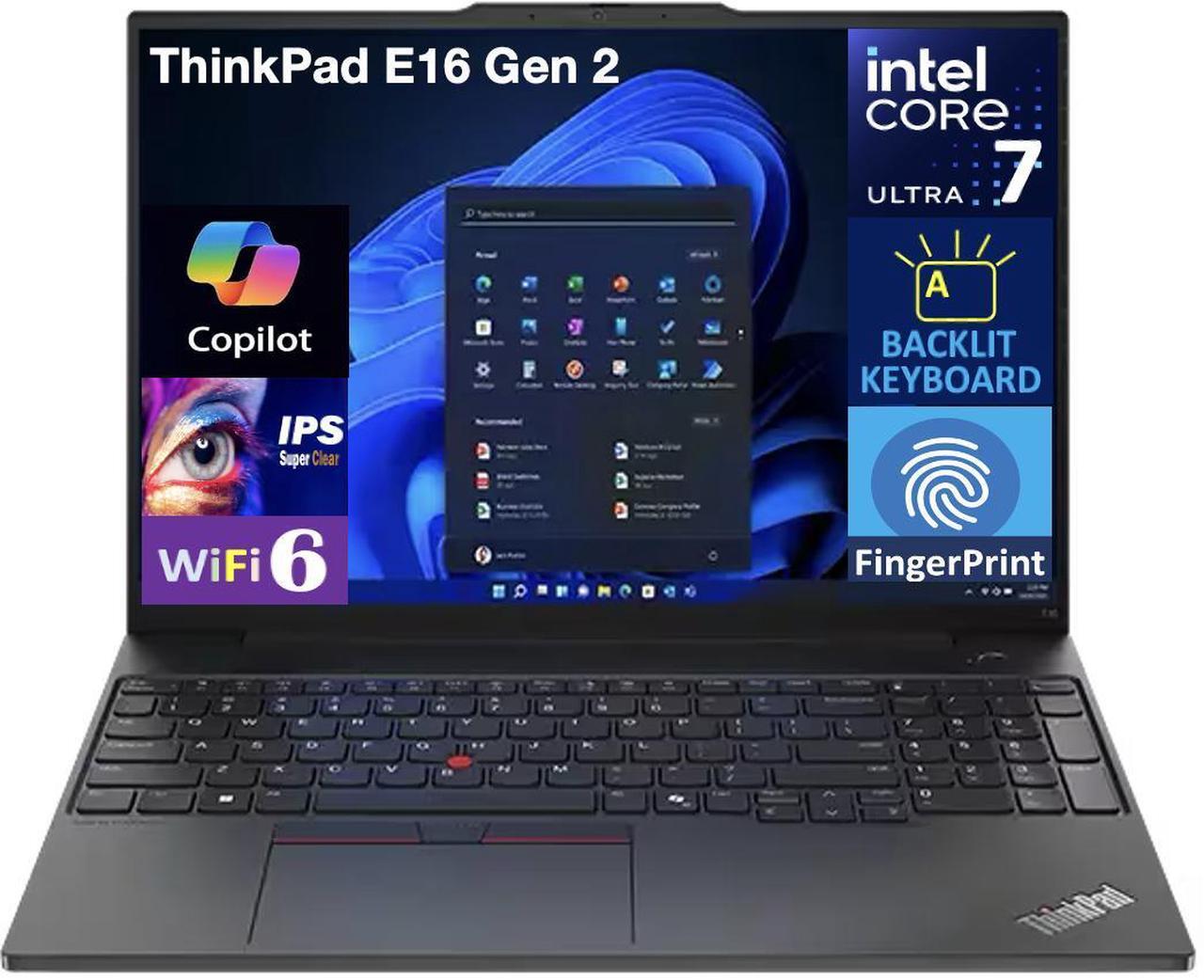 Main image of Lenovo ThinkPad E16 Gen 2 Business Laptop 16.0" IPS FHD Display (Intel Core Ultra 7 155U, 32GB DDR5, 1TB PCIe SSD, Intel Graphics, Backlit KB, Fingerprint, Thunderbolt 4, WiFi 6, Win 11 Home)