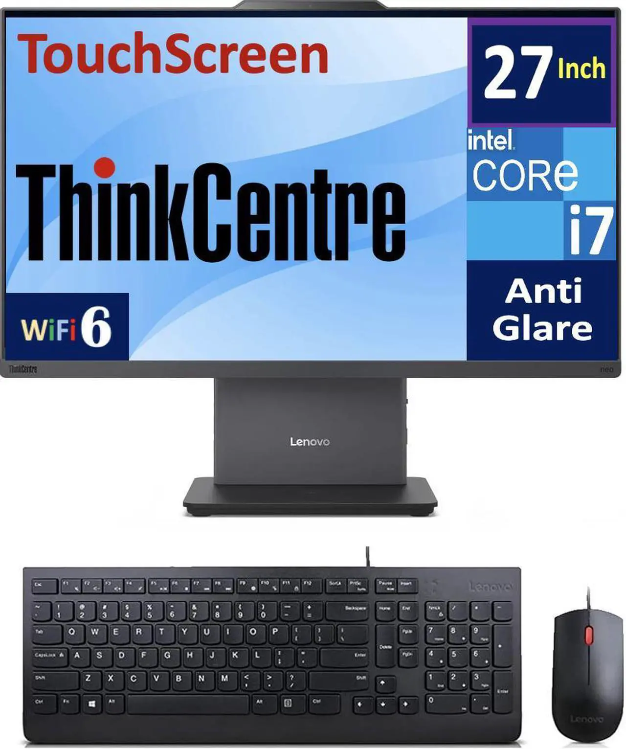 Main image of Lenovo ThinkCentre Neo 50a Gen 5 Business All-in-One 27" Touchscreen FHD Display (Intel i7-13620H, 8GB DDR5, 256GB SSD, Intel UHD, WiFi 6, Webcam, Bluetooth 5.3, No OS)