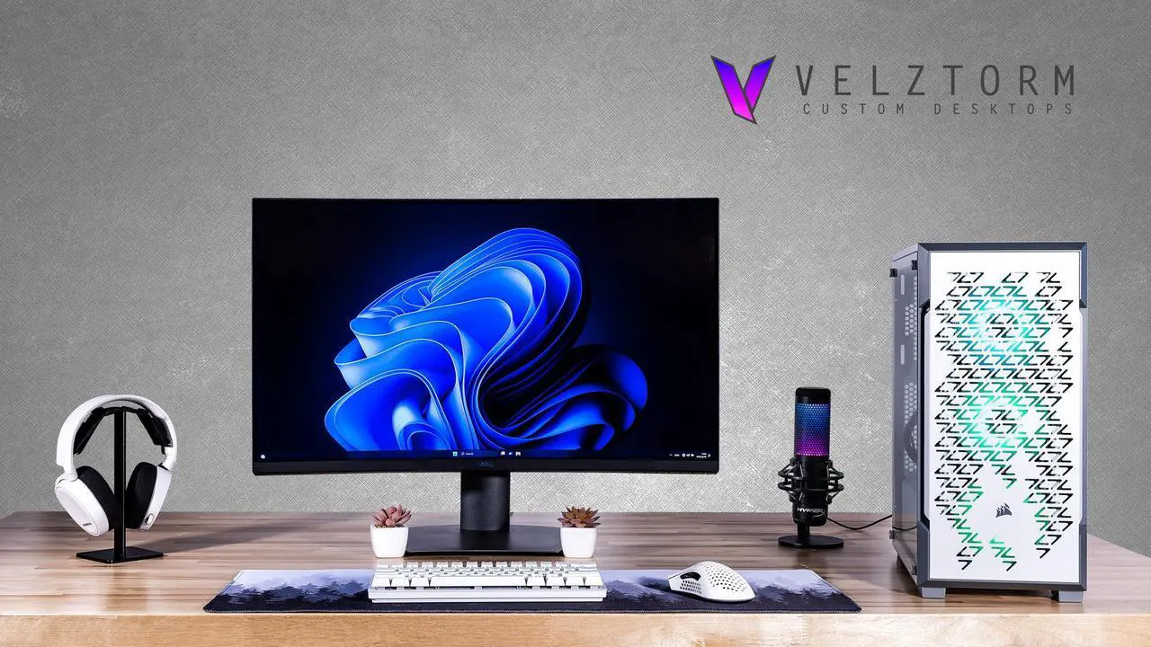Alt view image 2 of 7 - Velztorm White Fultix Custom Built Gaming Desktop PC (AMD Ryzen 5-5500, GeForce RTX 5060, 32GB DDR4, 1TB PCIe SSD + 1TB HDD, RGB Fans, 750W PSU, WiFi 5, Bluetooth 4.2, RJ-45, HDMI, Win 11 Home)