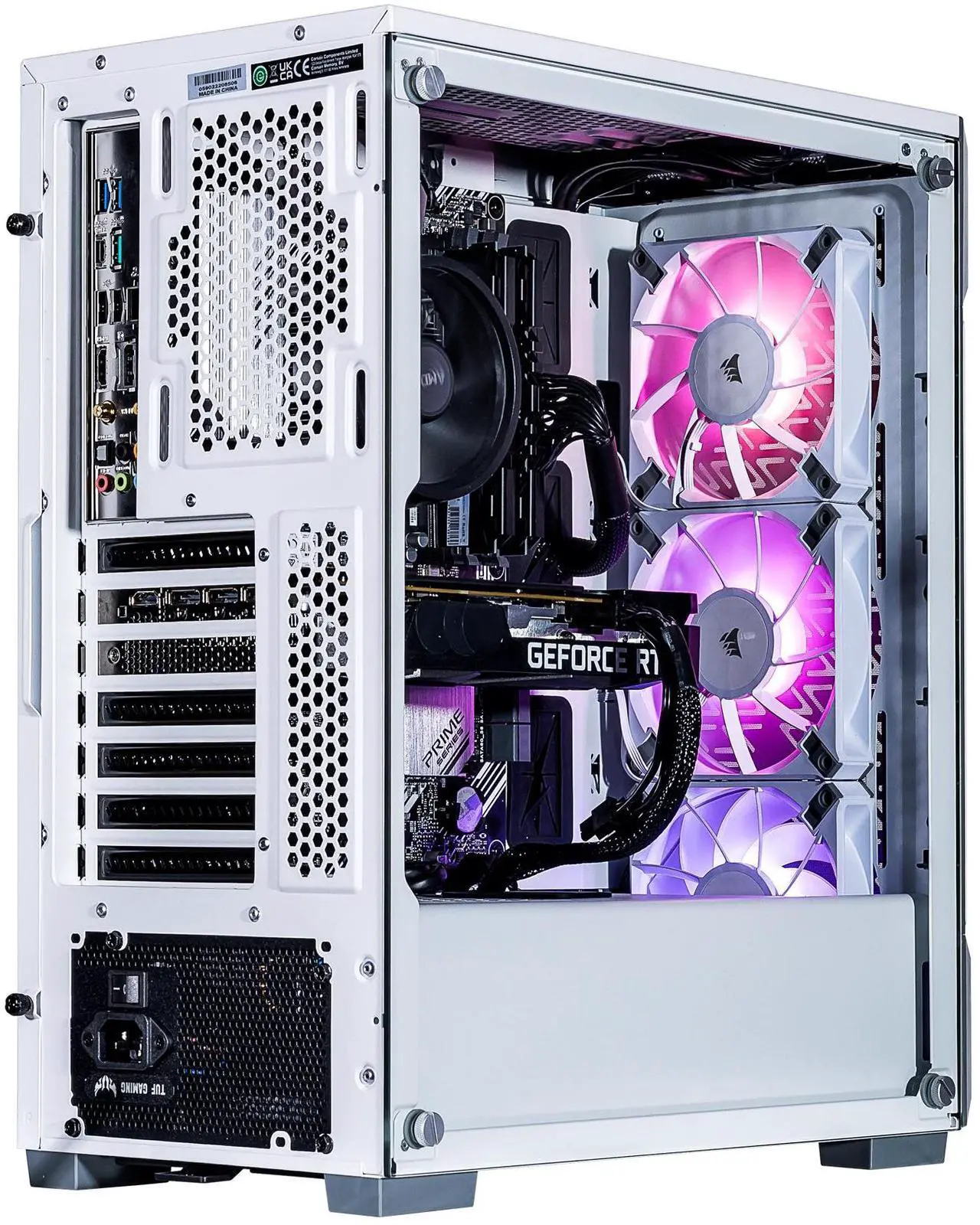 Alt view image 4 of 7 - Velztorm White Fultix Custom Built Gaming Desktop PC (AMD Ryzen 5-5500, GeForce RTX 5060, 32GB DDR4, 1TB PCIe SSD + 1TB HDD, RGB Fans, 750W PSU, WiFi 5, Bluetooth 4.2, RJ-45, HDMI, Win 11 Home)