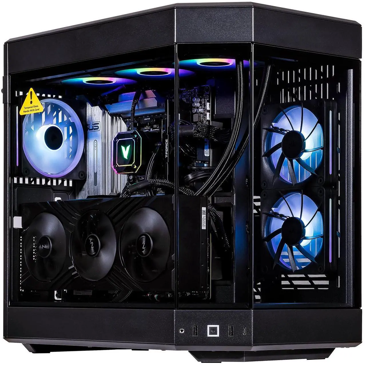 Main image of Velztorm Black Praetix 3D Gaming Desktop PC (AMD Ryzen 7 9800X3D, GeForce RTX 5070 Ti, 32GB DDR5, 2TB PCIe SSD, RGB Fans, 360mm AIO, 1000W PSU, WiFi 7, Bluetooth 5.4, RJ-45, HDMI, Win 11 Pro)