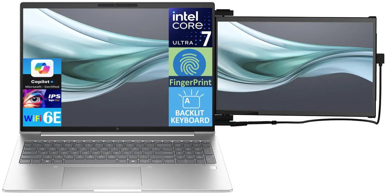 Alt view image 3 of 7 - HP EliteBook 660 G11 Business Laptop 16.0" IPS WUXGA Display (Intel Ultra 7-155U, 32GB DDR5, 4TB PCIe SSD, Intel Graphics, Backlit KB, Fingerprint, 2 Thunderbolt 4, Win 11 Pro) w/Duex Max DS Monitor