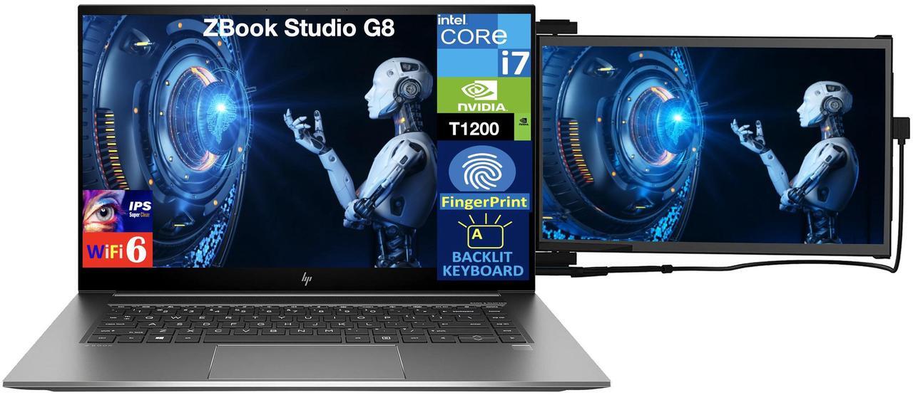 Alt view image 3 of 7 - HP ZBook Studio G8 Workstation Workstation 15.6" 60Hz IPS FHD Display (Intel i7-11850H, NVIDIA T1200 4GB, 32GB DDR4, 512GB SSD, Backlit KB, Fingerprint, Win 10 Pro) w/Duex Max DS Monitor