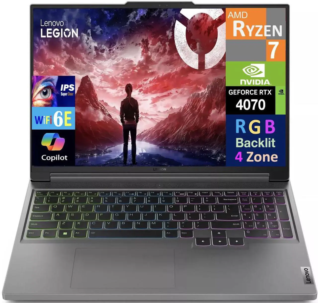 Main image of Lenovo Legion Slim 5 Gen 9 Gaming Laptop 16.0" 165Hz IPS WQXGA Display (AMD Ryzen 7 8845HS, GeForce RTX 4070 8GB, 32GB DDR5, 2x4TB PCIe SSD (8TB), 4-Zone RGB KB, WiFi 6E, Webcam, Win 11 Pro)