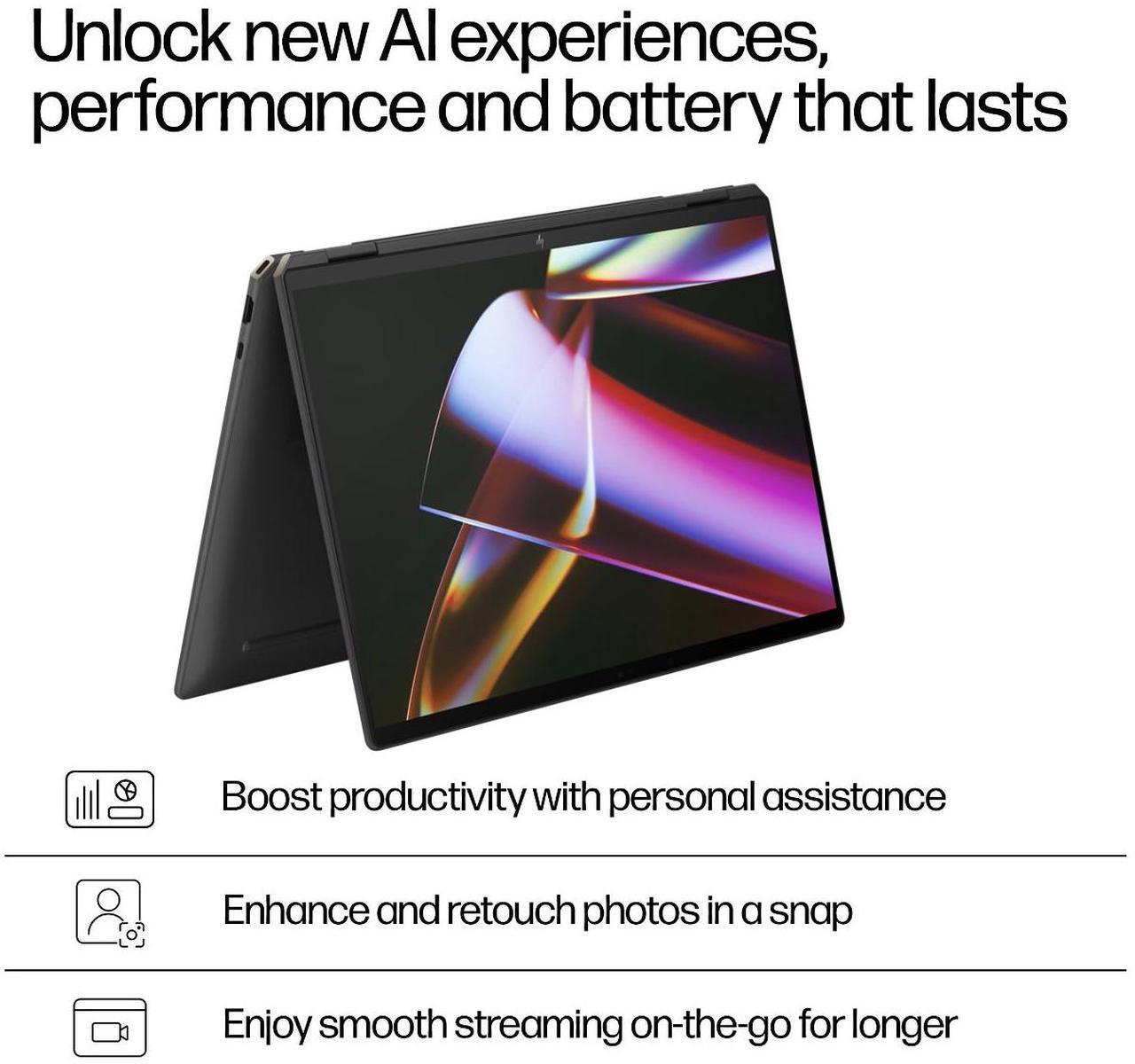 Alt view image 6 of 7 - HP Spectre x360 AI Powered 2-in-1 Laptop 16.0" Touchscreen OLED 2.8K Display (Intel Ultra 7-155H, 32GB LPDDR5X, 1TB PCIe SSD, Backlit KB, Fingerprint, 2 Thunderbolt 4, WiFi 6E, Webcam, Win 11 Pro)