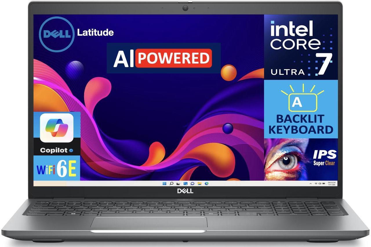 Main image of Dell Latitude 5550 AI Powered Laptop 15.6" IPS FHD Display (Intel Core Ultra 7 155U, 64GB DDR5, 512GB PCIe SSD, Intel Graphics, Backlit KB, 2 Thunderbolt 4, WiFi 6E, Webcam, Bluetooth 5.3, Win 11 Pro)
