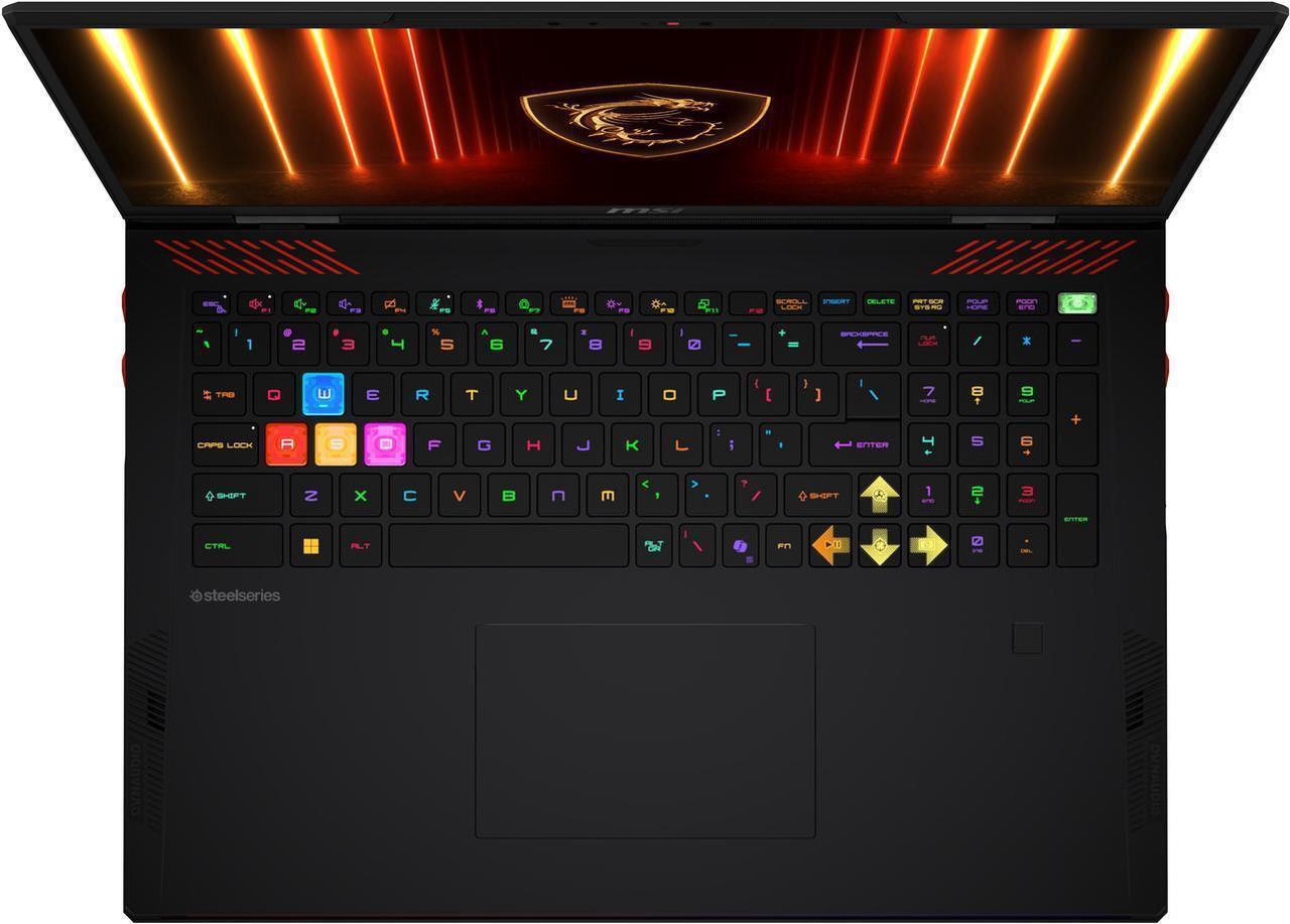 Alt view image 3 of 7 - MSI Raider AI Gaming Laptop 18" 120Hz Mini LED 4K Display (Intel Ultra 9- 285HX, NVIDIA GeForce RTX 5080 16GB, 64GB DDR5, 2x2TB PCIe SSD (4TB), Backlit KB, Fingerprint, Win 11 Pro) w/USB-C Dock