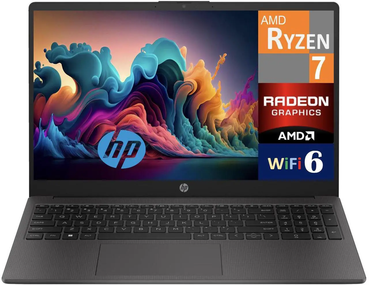 Main image of HP 255 Business Laptop 15.6" FHD Display (AMD Ryzen 7 7730U, 16GB DDR4, 512GB PCIe SSD, AMD Radeon, WiFi 6, Webcam, Bluetooth 5.2, Win 11 Home)