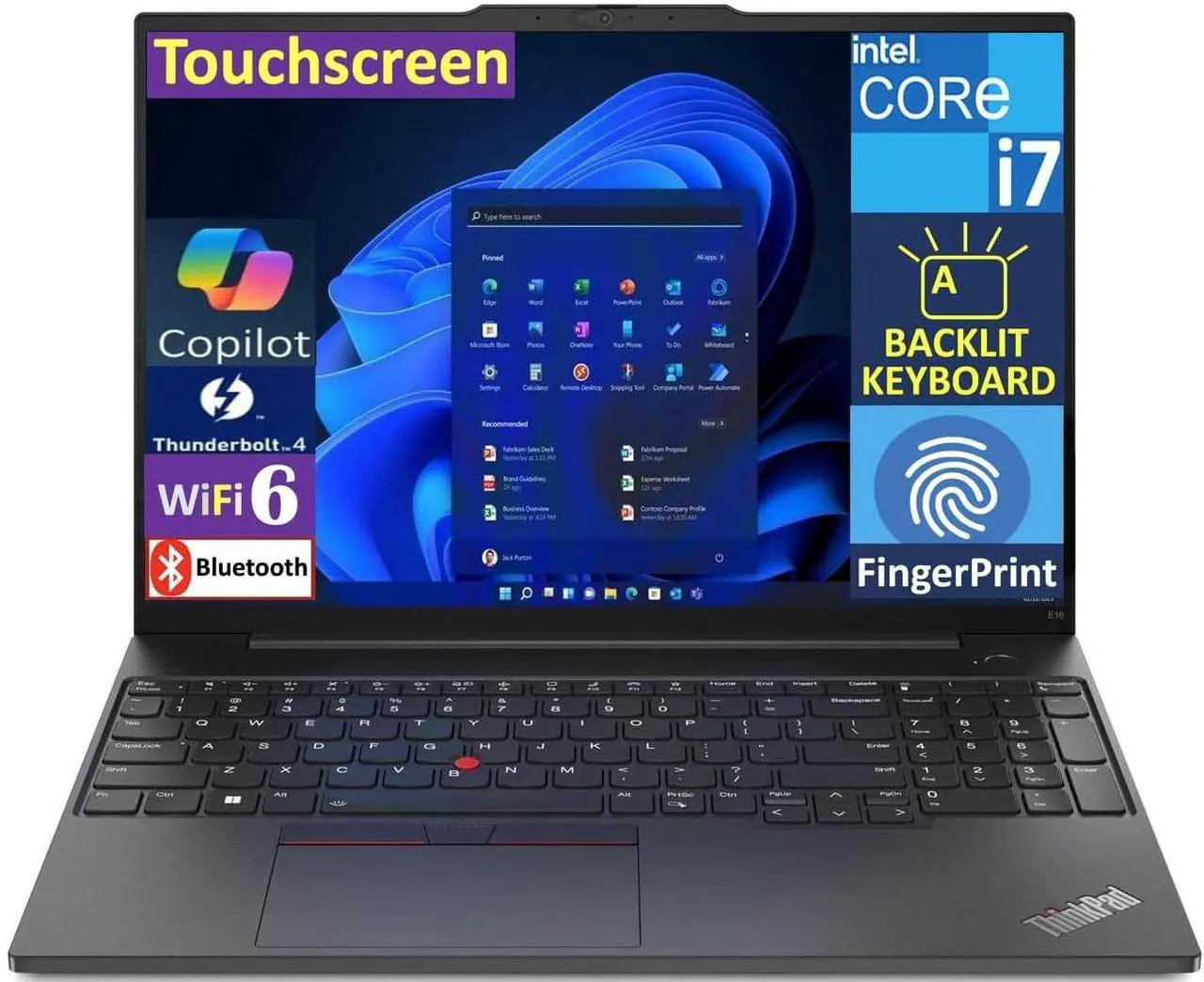 Main image of Lenovo ThinkPad E16 Gen 1 Business Laptop 16.0" Touchscreen IPS WUXGA Display (Intel i7-1355U, 24GB DDR4, 1TB SSD, Intel Iris Xe, Backlit KB, Fingerprint, Thunderbolt 4, WiFi 6, Win 11 Pro) (Renewed)