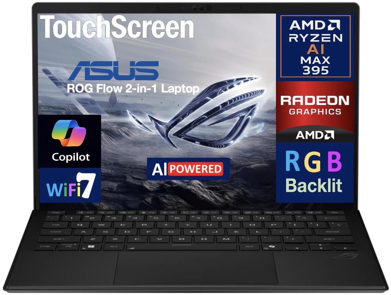 Main image of ASUS ROG Flow Creator 2-in-1 Laptop 13.4" Touchscreen LCD WQXGA Display (AMD AMD Ryzen AI MAX  395, 32GB LPDDR5X, 1TB SSD, RGB KB, WiFi 7, Webcam, Bluetooth 5.4, Win 11 Pro)