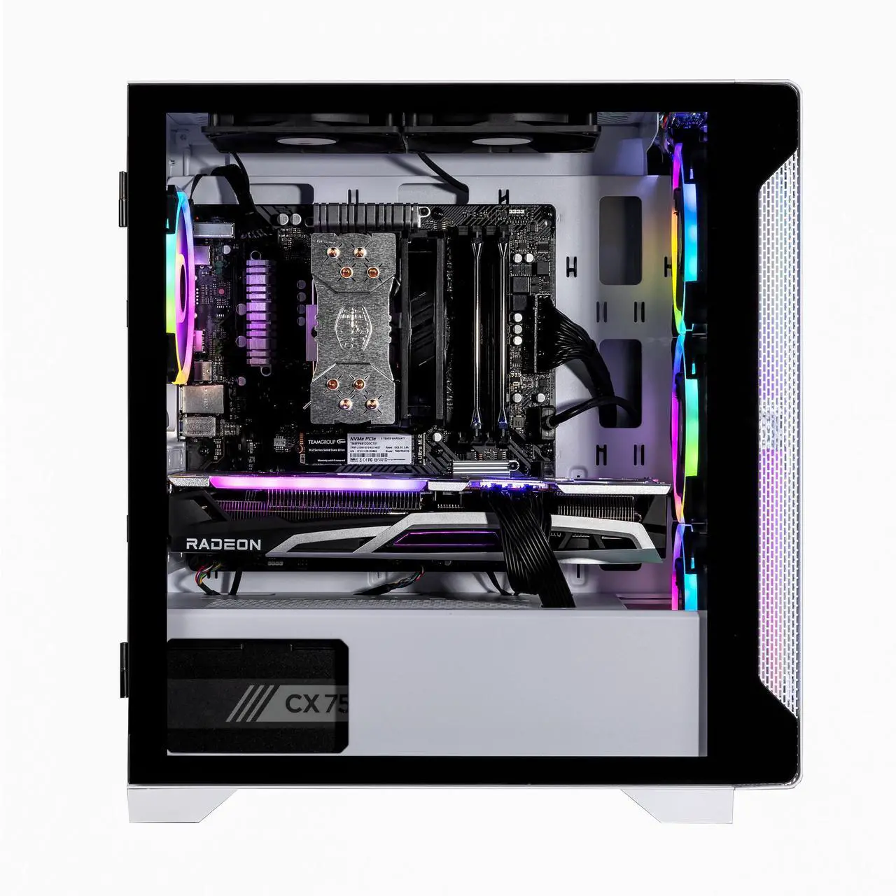 Alt view image 3 of 7 - Velztorm Nix Gaming Desktop PC (AMD Ryzen 5 5600X, Radeon RX570 8G, 16GB DDR4, 1TB PCIe SSD, 750W PSU, RJ-45, HDMI, Win 11 Pro)