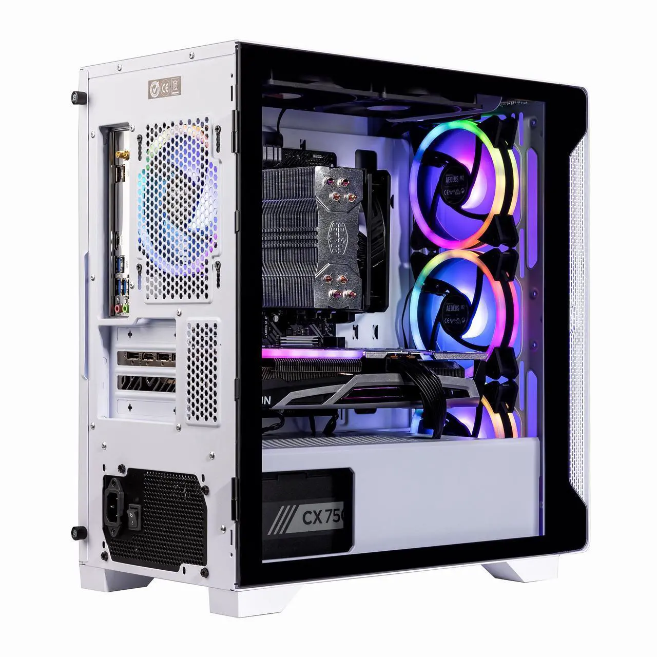Alt view image 4 of 7 - Velztorm Nix Gaming Desktop PC (AMD Ryzen 5 5600X, Radeon RX570 8G, 16GB DDR4, 1TB PCIe SSD, 750W PSU, RJ-45, HDMI, Win 11 Pro)