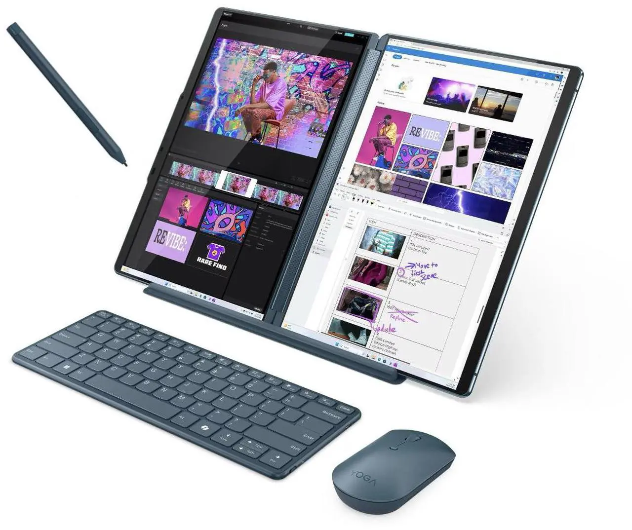 Alt view image 2 of 7 - Lenovo Yoga Book 9i 2-in-1 AI PC 2-in-1 Laptop 13.3" Touchscreen OLED 2.8K Display (Intel Core Ultra 7 155U, 16GB LPDDR5X, 1TB SSD, Active Pen, 3 Thunderbolt 4, WiFi 6E, Webcam, Win 11 Pro)