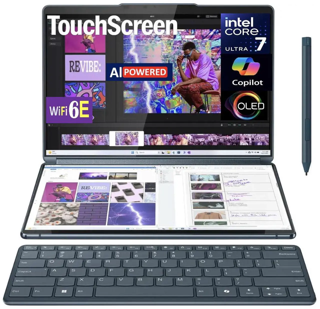 Main image of Lenovo Yoga Book 9i 2-in-1 AI PC 2-in-1 Laptop 13.3" Touchscreen OLED 2.8K Display (Intel Core Ultra 7 155U, 16GB LPDDR5X, 1TB SSD, Active Pen, 3 Thunderbolt 4, WiFi 6E, Webcam, Win 11 Pro)